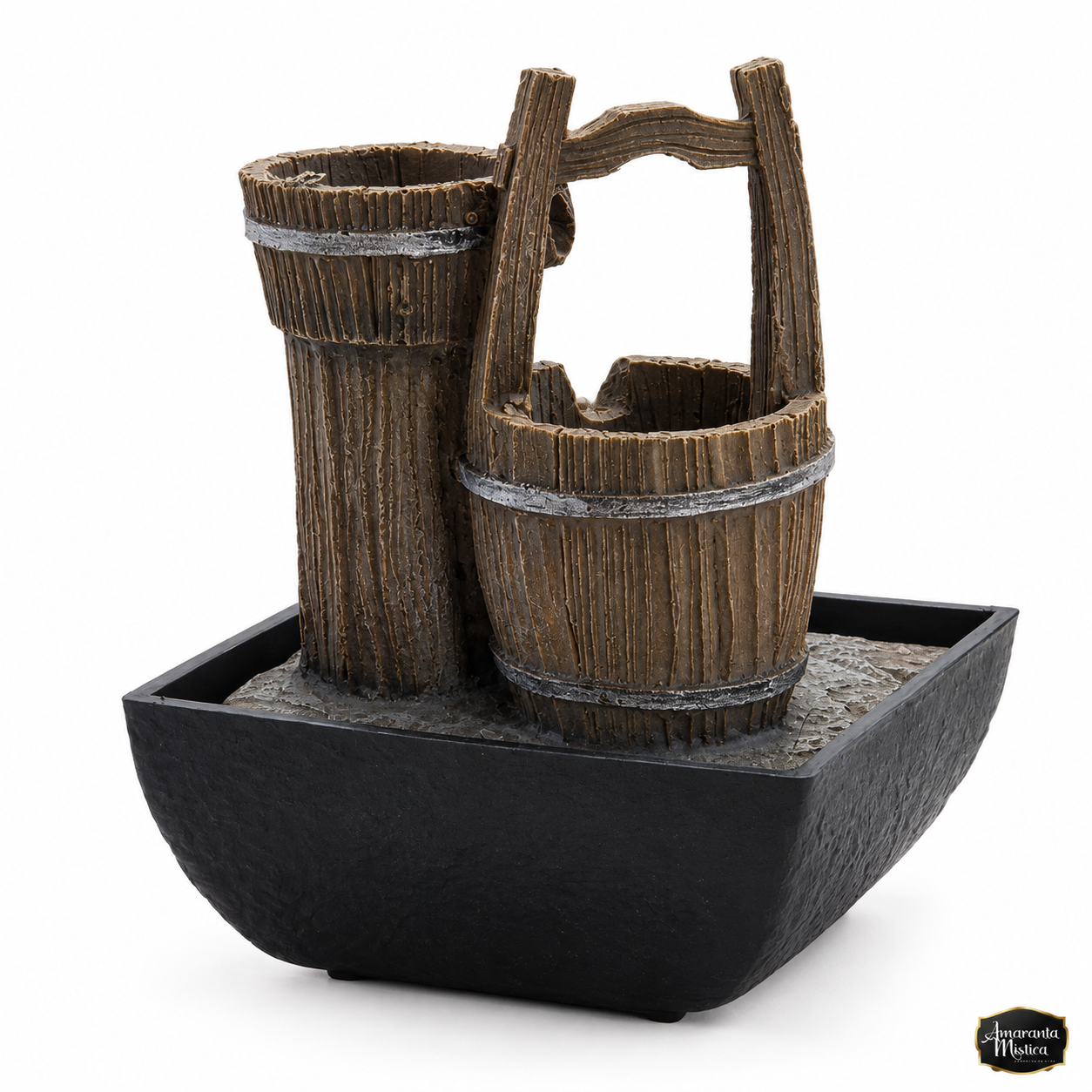 Fuente de Agua de Mesa Pozo de Madera con Baldes