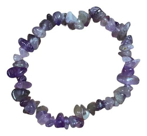 Pulsera Cuarzo Amatista Chip Piedra Natural Amuleto