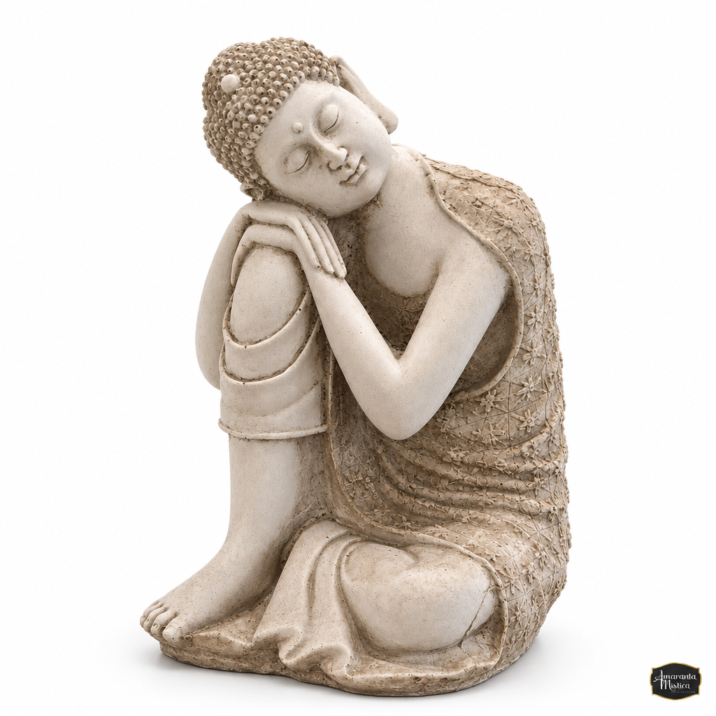 Buda Recostado con la Cabeza Apoyada de Resina