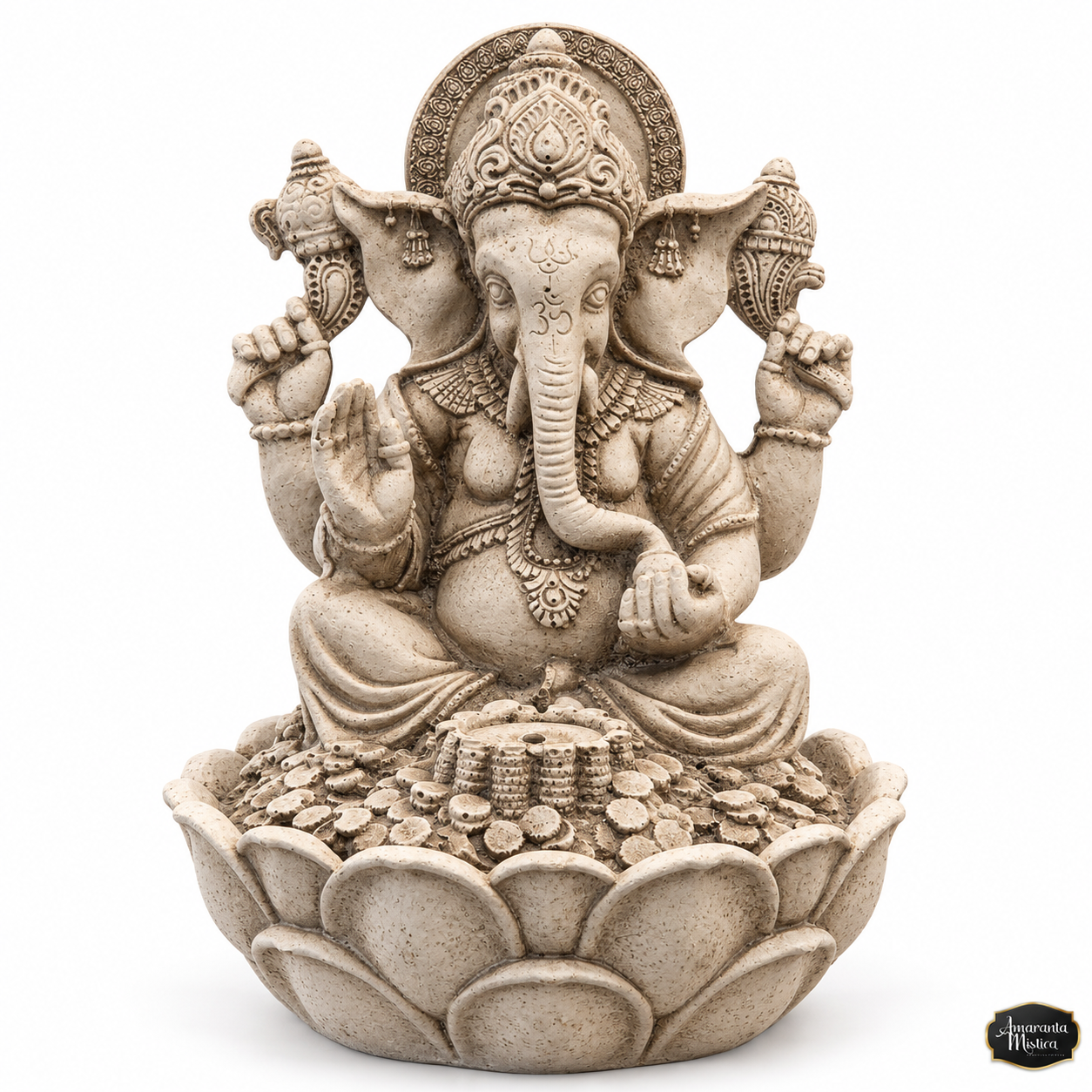 Fuente de Agua Decorativa Ganesha en Flor de Loto