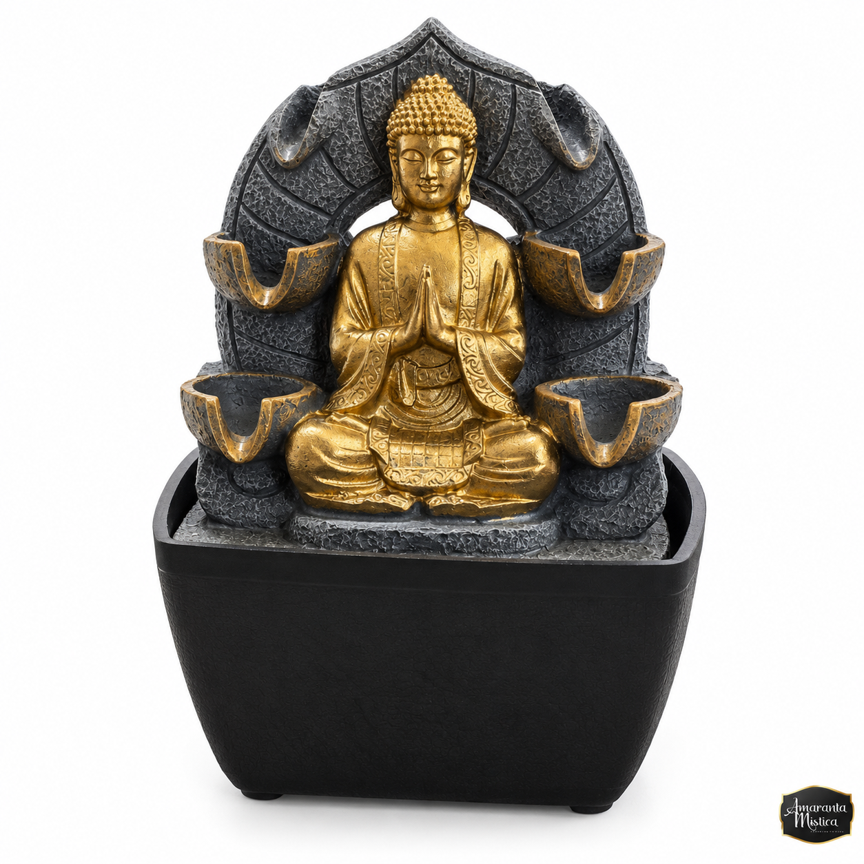 Fuente de Agua de Mesa Buda Dorado con Cuencos