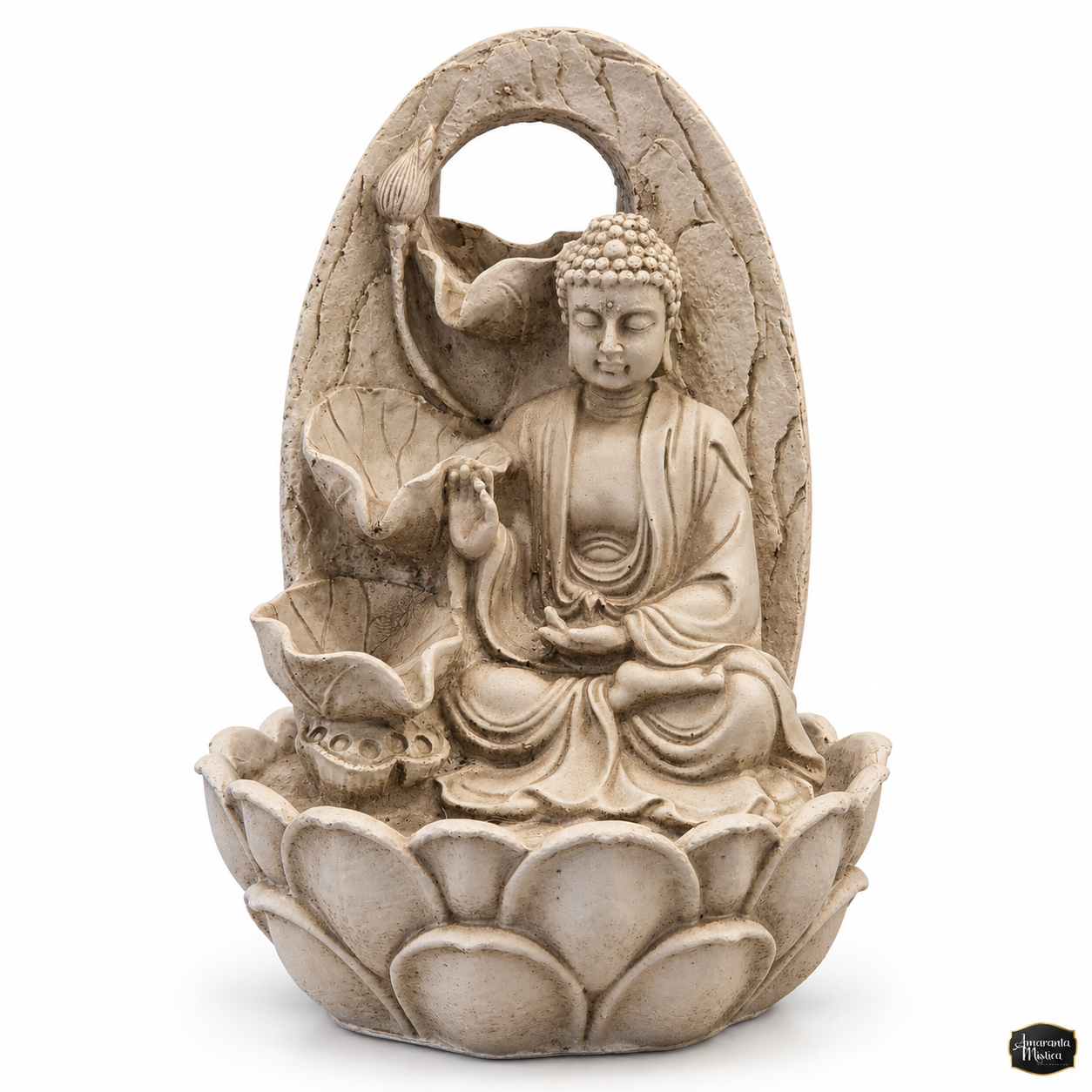 Fuente de Agua Decorativa Buda Sentado en Arco de Loto