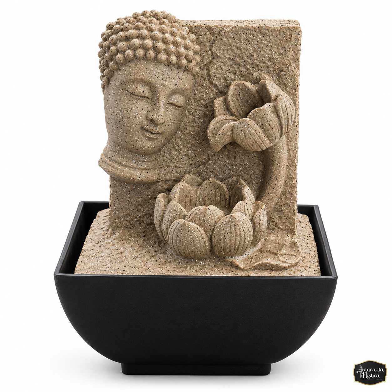 Fuente de Agua de Mesa Rostro de Buda y Flor de Loto