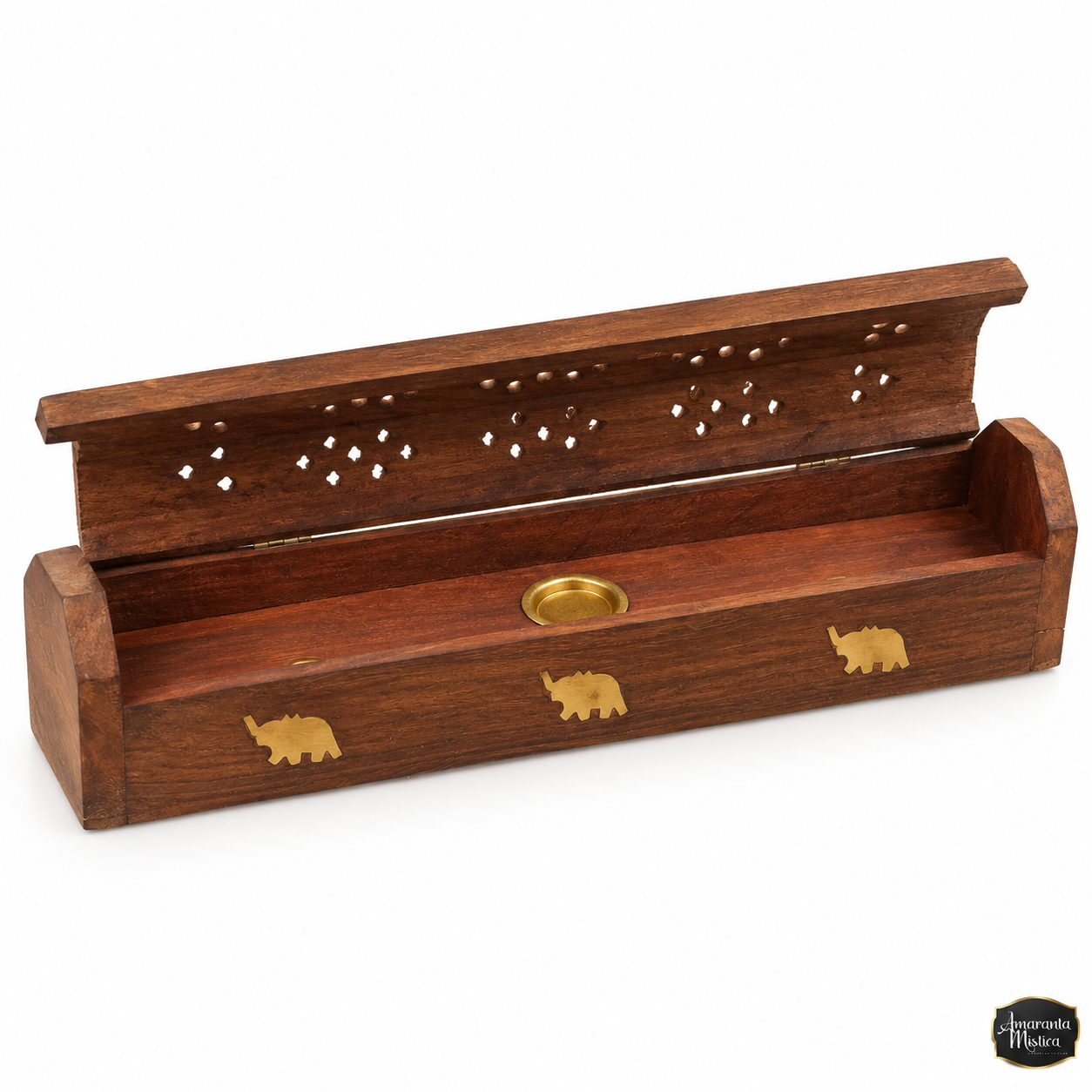 Porta Sahumerios Caja de Madera con Elefantes - Guarda Sahumerios - 2