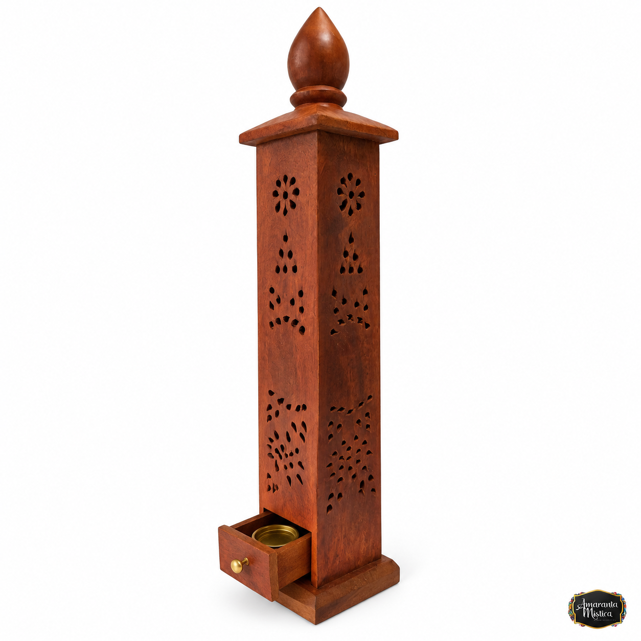 Porta Sahumerios Torre de Madera con Cajón - Varilla y Cono - 2