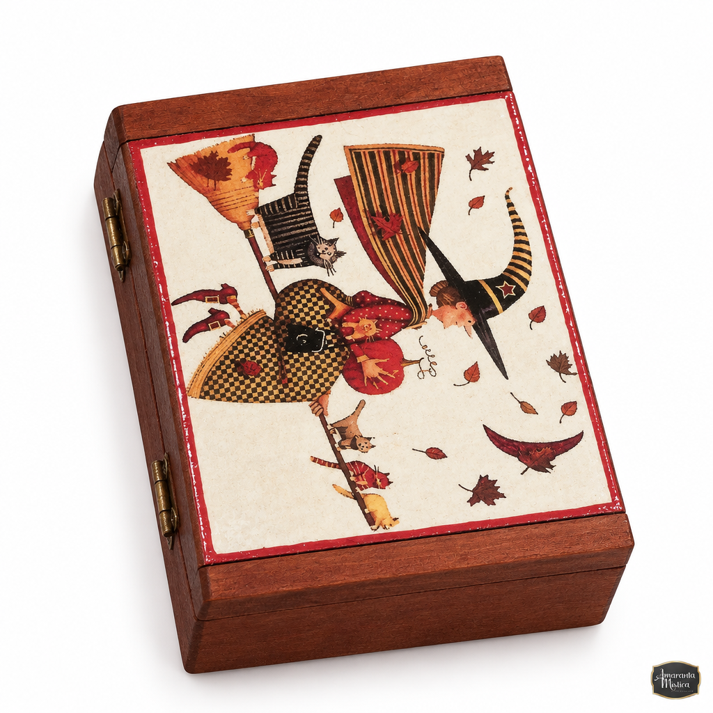 Caja de Madera Artesanal para Cartas de Tarot 15x10 cm