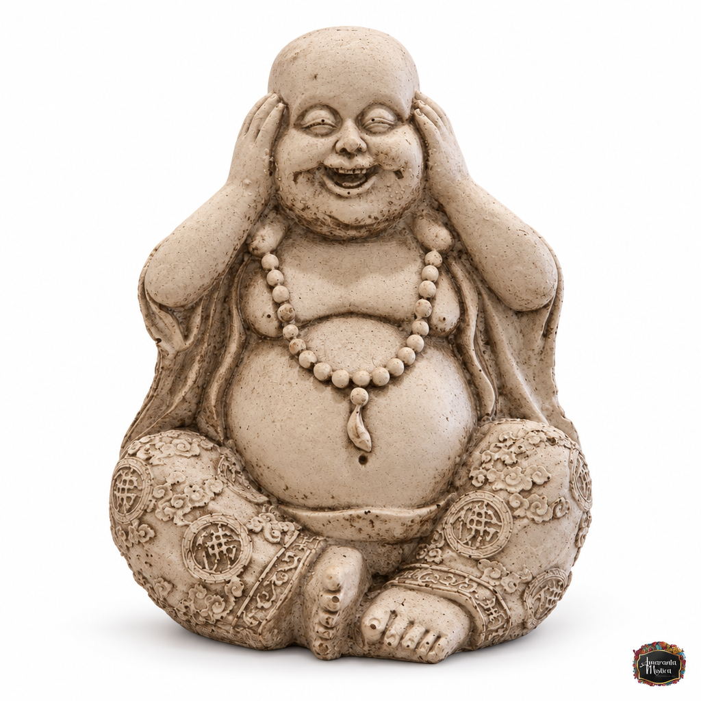 Set de 3 Monjes Risueños de Resina - No Ver, No Oír, No Hablar - 3