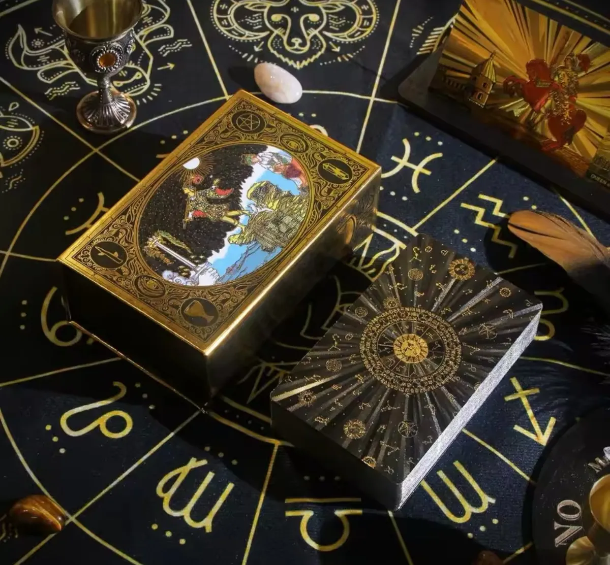 Gold Foil Tarot Panoramic Rider Holográfico Dorado Plásticas - 4