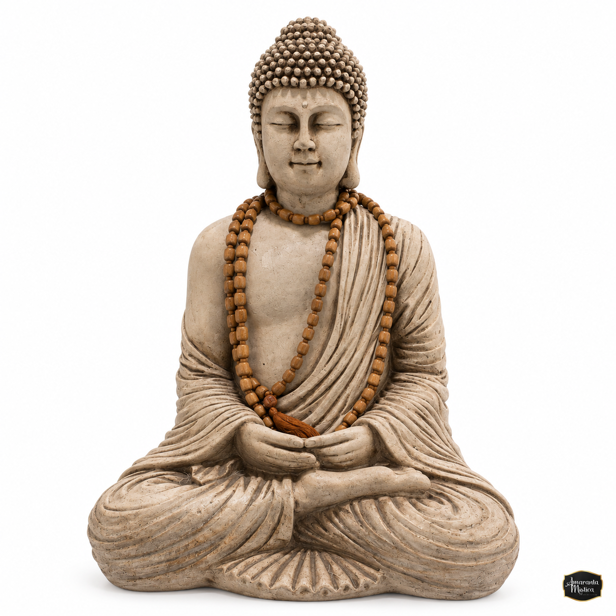 Buda Grande Meditando con Mala de Madera