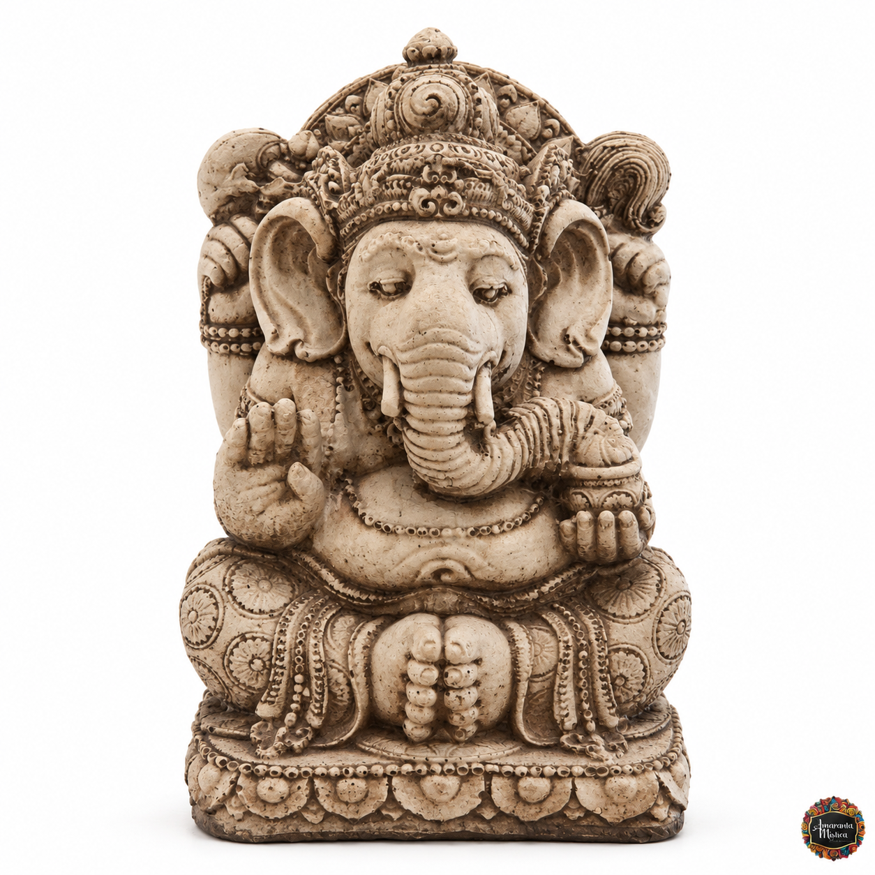 Ganesha de Resina Sentado con OM en la Espalda