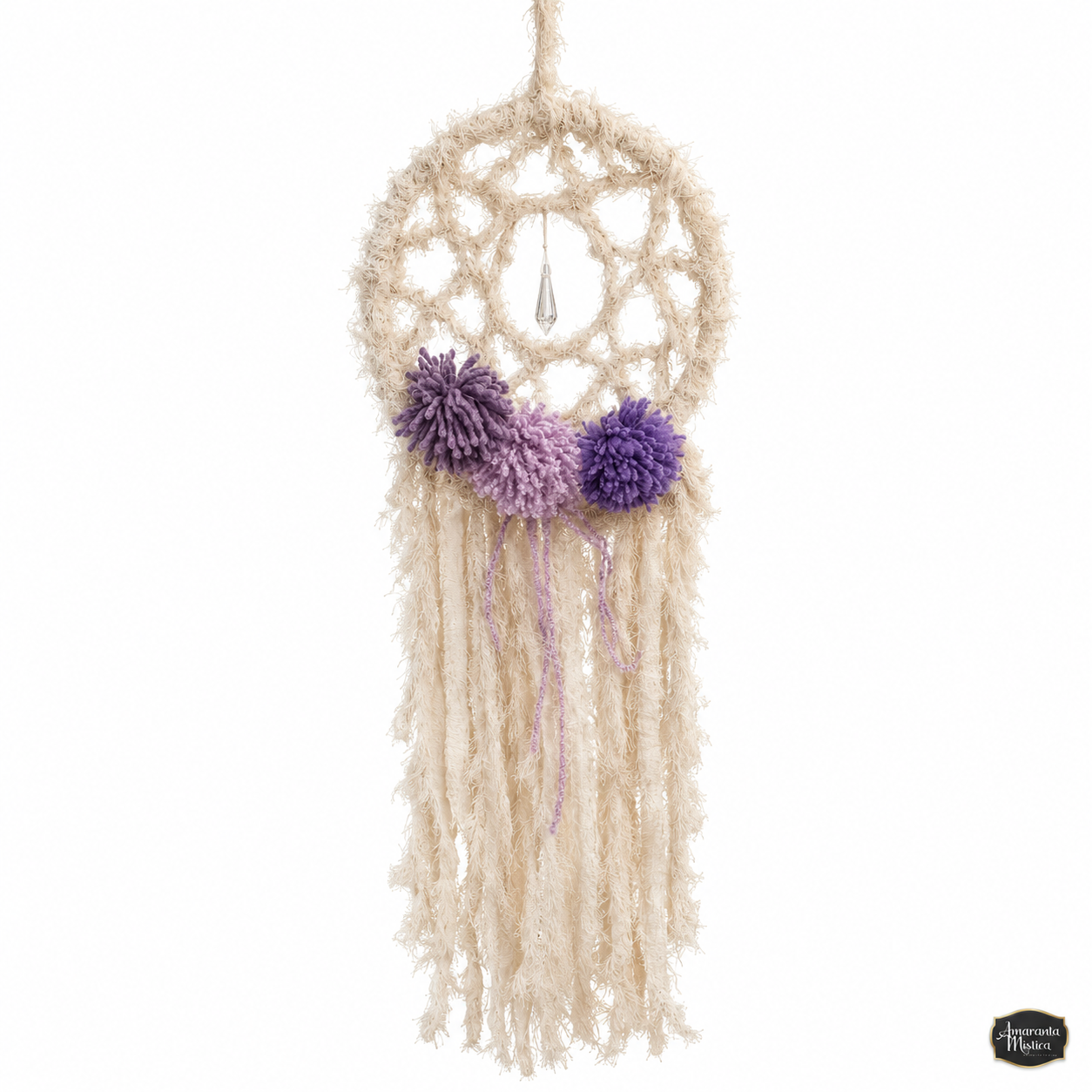 Atrapasueños de Tela con Pompones Violeta