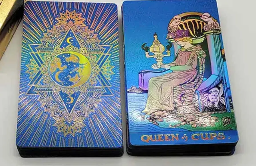 Mazo Rider Azul Metalizado (Gold Foil Tarot Rider Blue Azul Plastic Waterproof) - 4