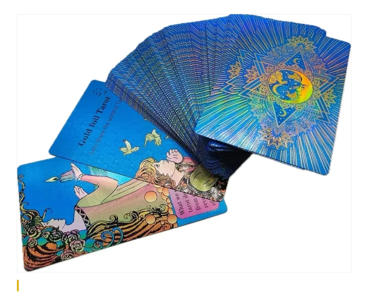 Mazo Rider Azul Metalizado (Gold Foil Tarot Rider Blue Azul Plastic Waterproof) - 6