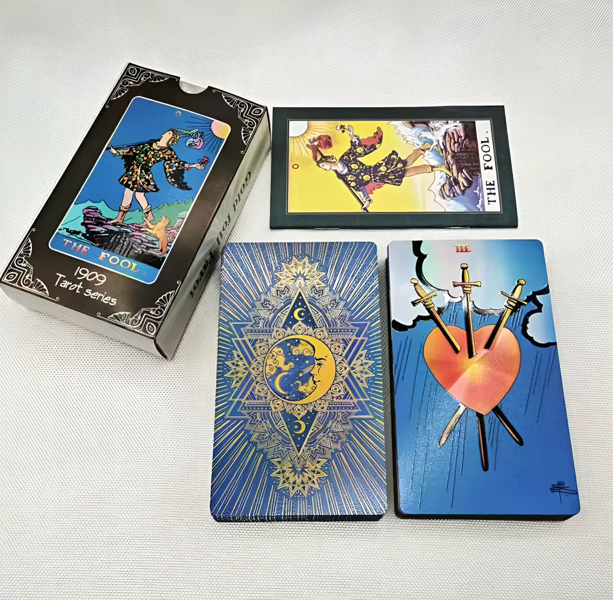 Mazo Rider Azul Metalizado (Gold Foil Tarot Rider Blue Azul Plastic Waterproof) - 7