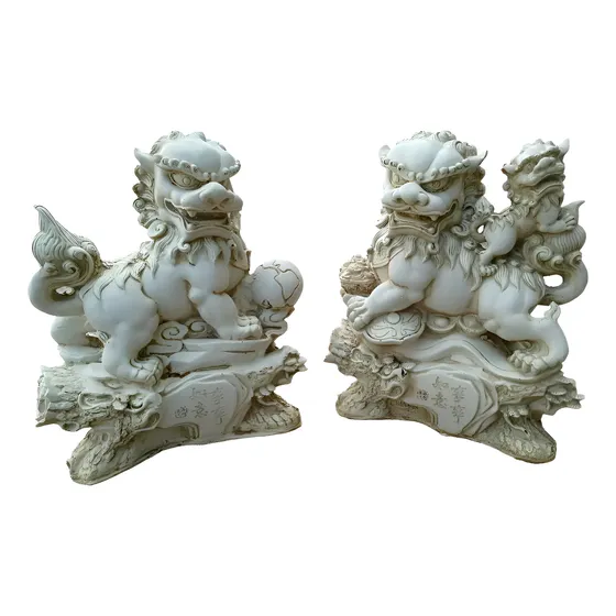 Pareja Perros Fu Guardianes Feng Shui - Protección y Abundancia 45 Cm