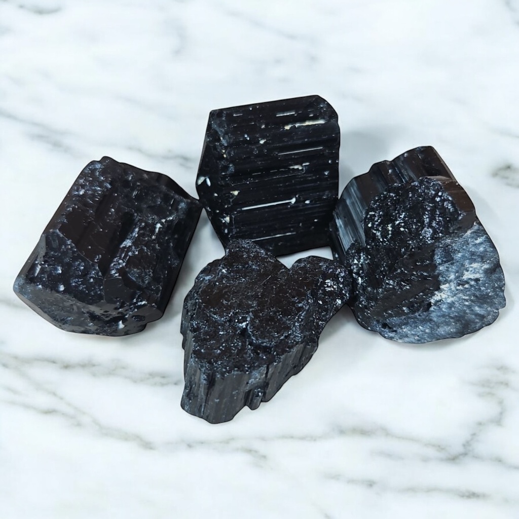 Piedra Gema Turmalina Negra Cristalizada N3 Bruto - 4