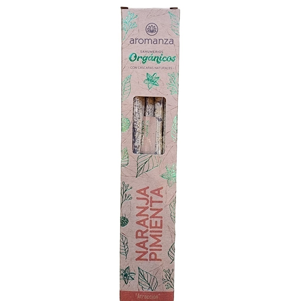 Sahumerios Aromanza Orgánicos NARANJA PIMIENTA 6u