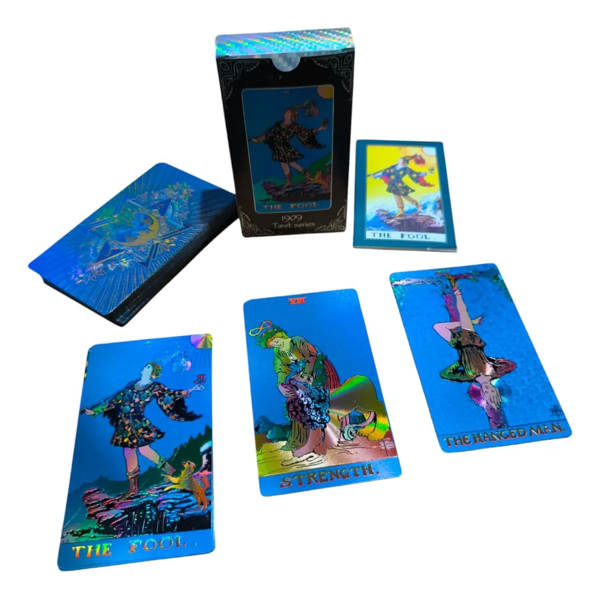 Mazo Rider Azul Metalizado (Gold Foil Tarot Rider Blue Azul Plastic Waterproof)