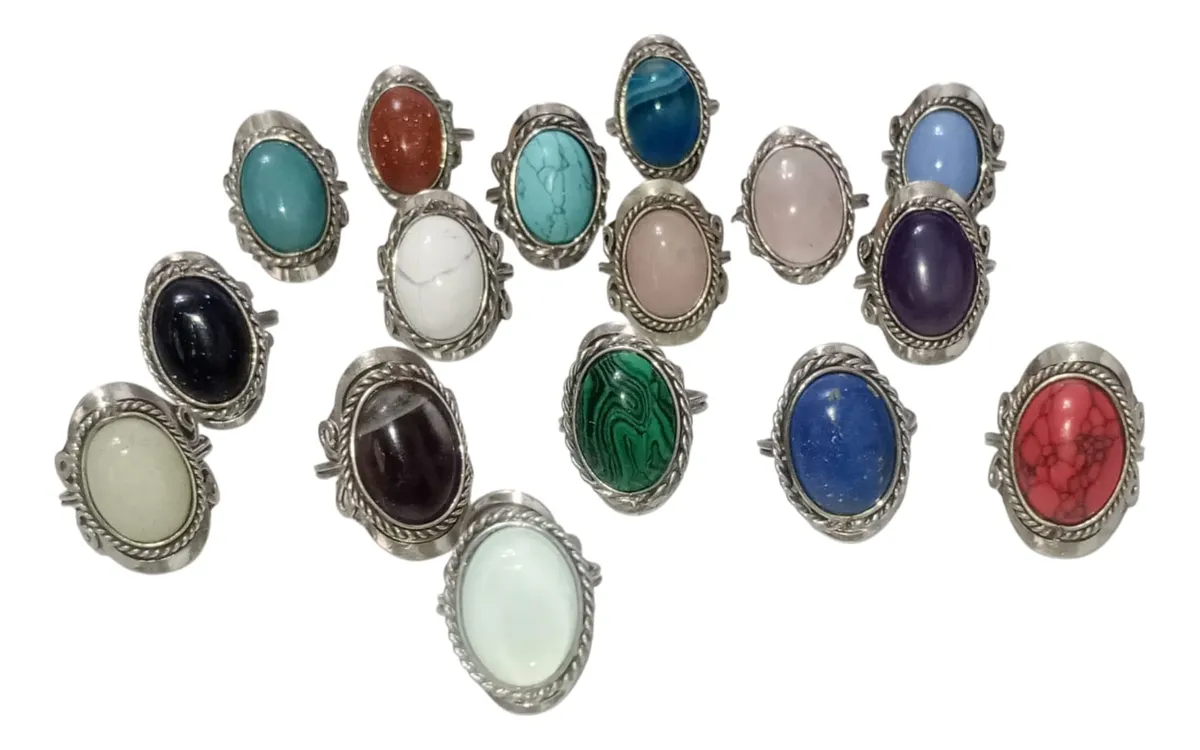 Anillos Anillo De Alpaca Regulable Colores Cuarzo Amatista Turqueza Jade Piedra De La Luna Regulable