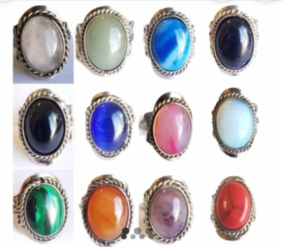 Anillos Anillo De Alpaca Regulable Colores Cuarzo Amatista Turqueza Jade Piedra De La Luna Regulable — vista alternativa